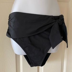 Bleu Rod Beattie Tie draped high waist swim bottoms black size 8